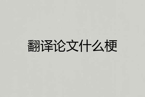 翻译论文什么梗