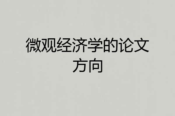微观经济学的论文方向