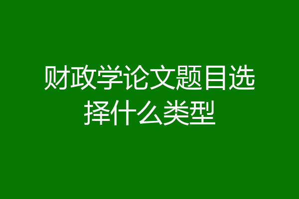 财政学论文题目选择什么类型