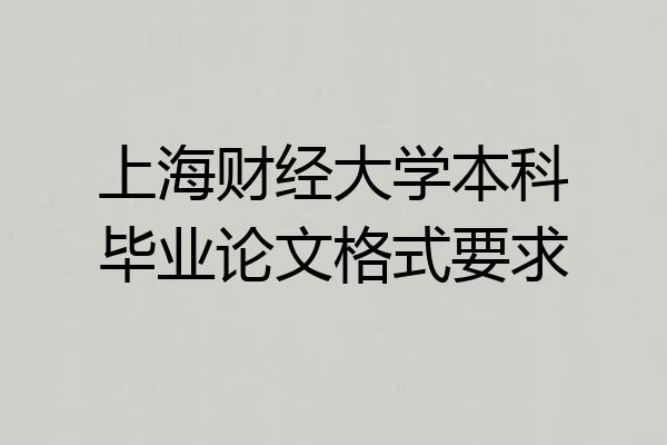 上海财经大学本科毕业论文格式要求