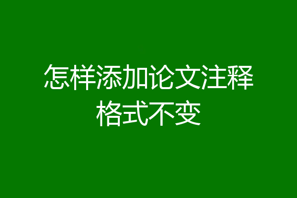 怎样添加论文注释格式不变