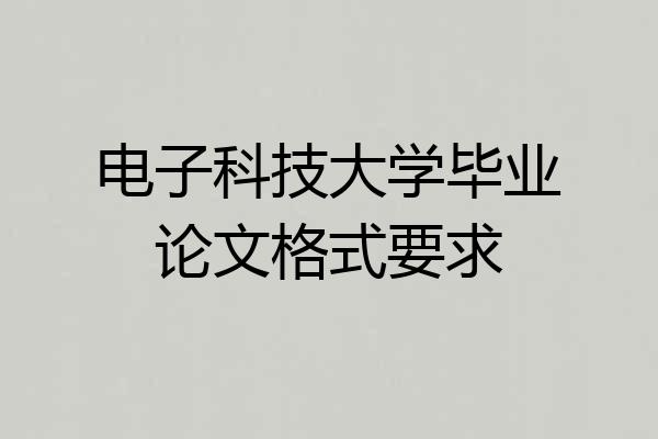 电子科技大学毕业论文格式要求