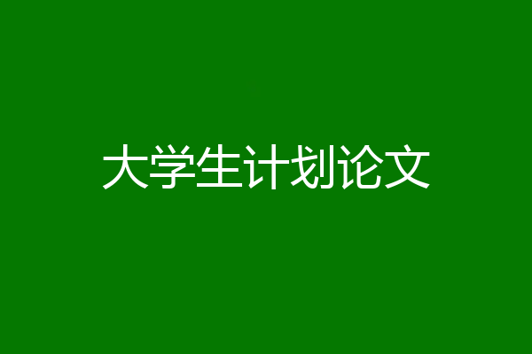 大学生计划论文