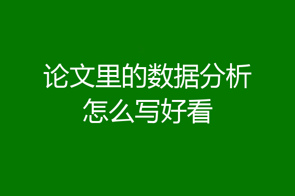 论文里的数据分析怎么写好看