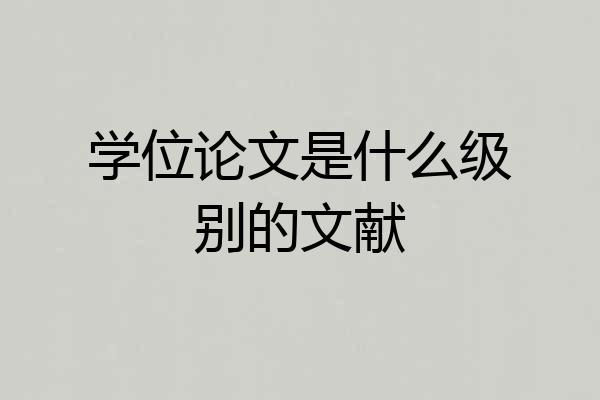 学位论文是什么级别的文献
