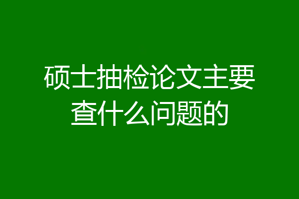 硕士抽检论文主要查什么问题的