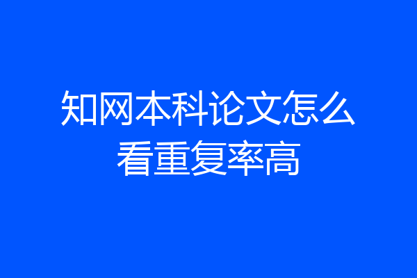 知网本科论文怎么看重复率高