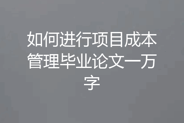 如何进行项目成本管理毕业论文一万字