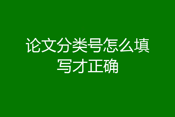 论文分类号怎么填写才正确