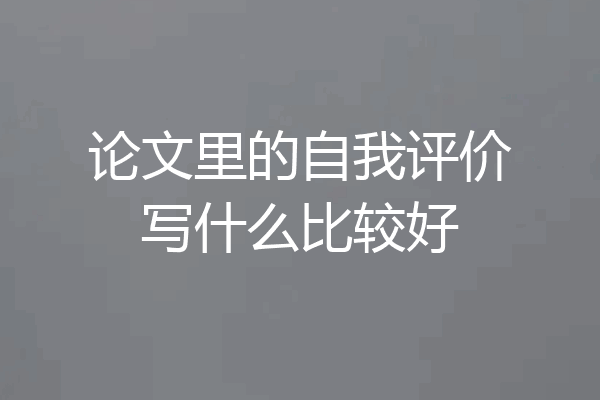 论文里的自我评价写什么比较好