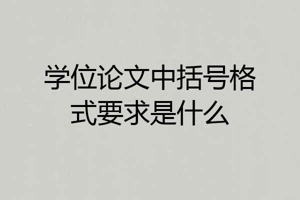 学位论文中括号格式要求是什么
