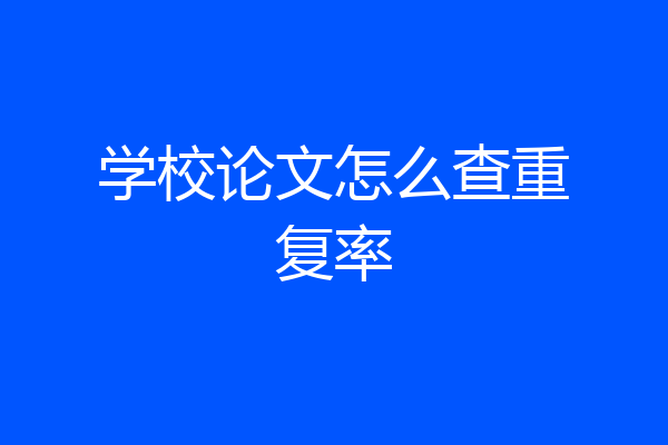 学校论文怎么查重复率