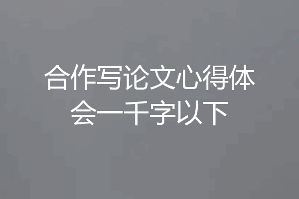 合作写论文心得体会一千字以下