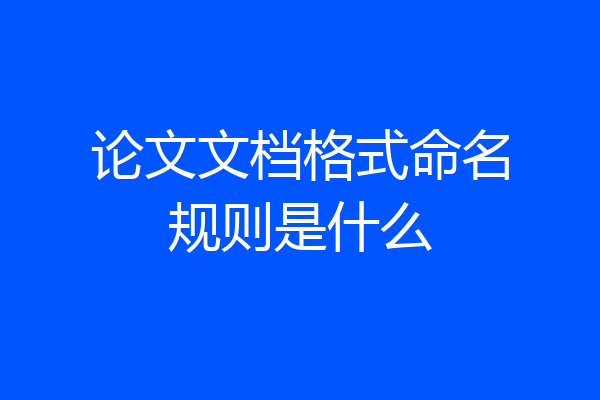 论文文档格式命名规则是什么