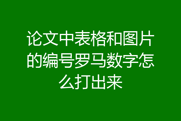 论文中表格和图片的编号罗马数字怎么打出来