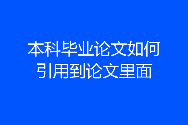 本科毕业论文如何引用到论文里面