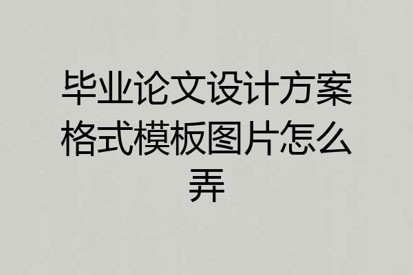 毕业论文设计方案格式模板图片怎么弄