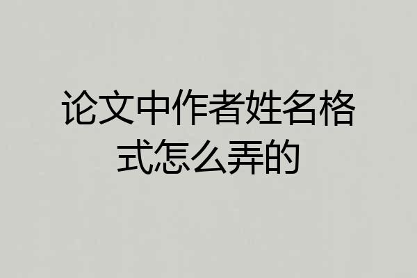 论文中作者姓名格式怎么弄的