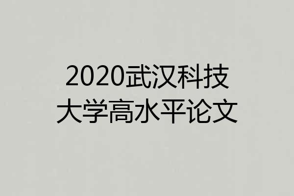 2020武汉科技大学高水平论文