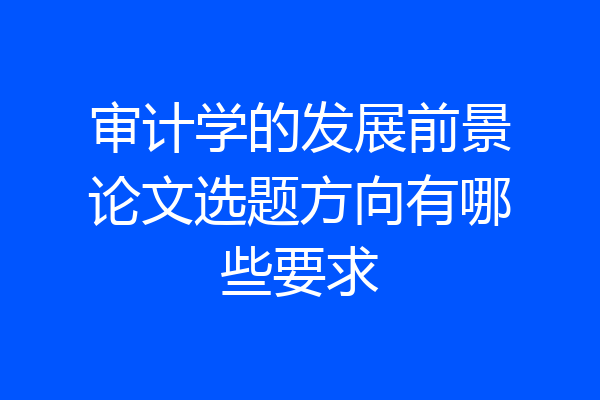 审计学的发展前景论文选题方向有哪些要求