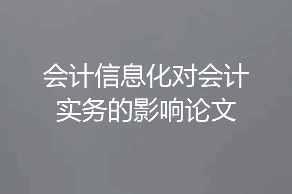 会计信息化对会计实务的影响论文