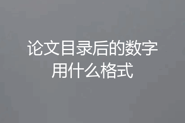 论文目录后的数字用什么格式