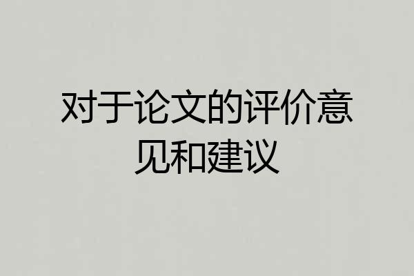 对于论文的评价意见和建议