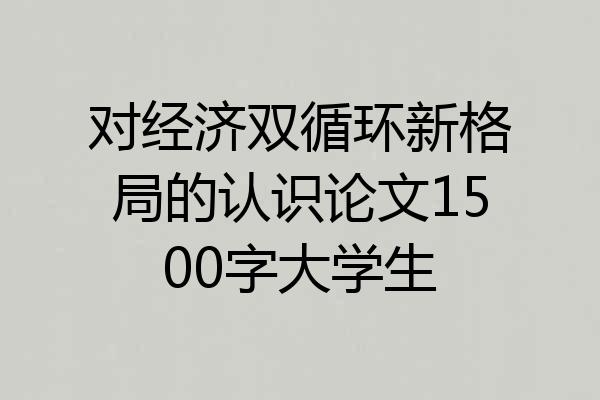 对经济双循环新格局的认识论文1500字大学生