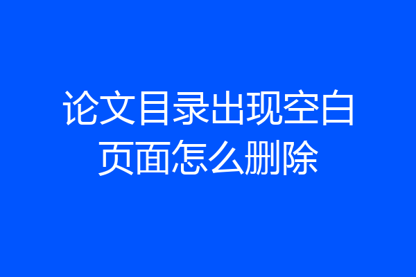 论文目录出现空白页面怎么删除