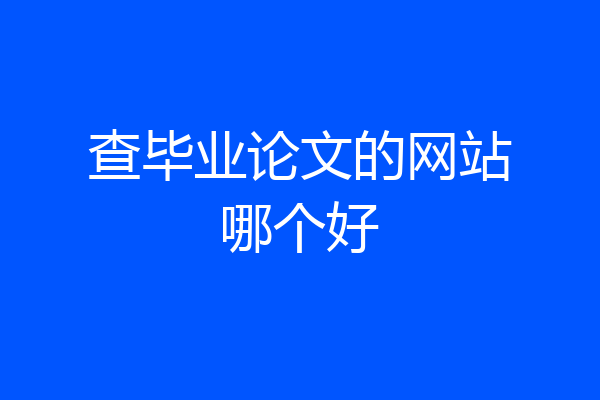查毕业论文的网站哪个好