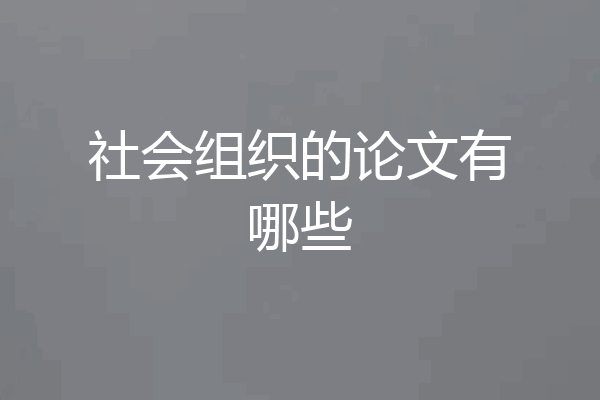 社会组织的论文有哪些