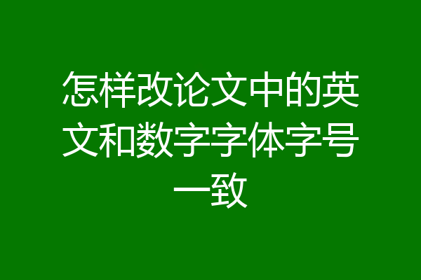 怎样改论文中的英文和数字字体字号一致