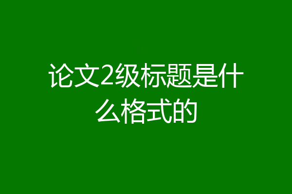 论文2级标题是什么格式的
