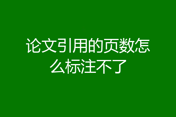 论文引用的页数怎么标注不了