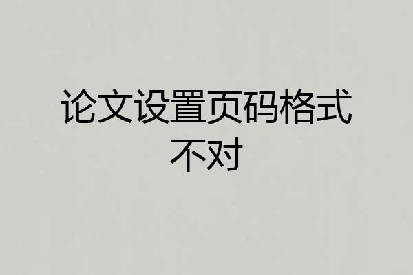 论文设置页码格式不对