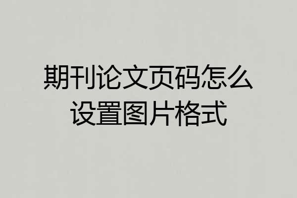 期刊论文页码怎么设置图片格式
