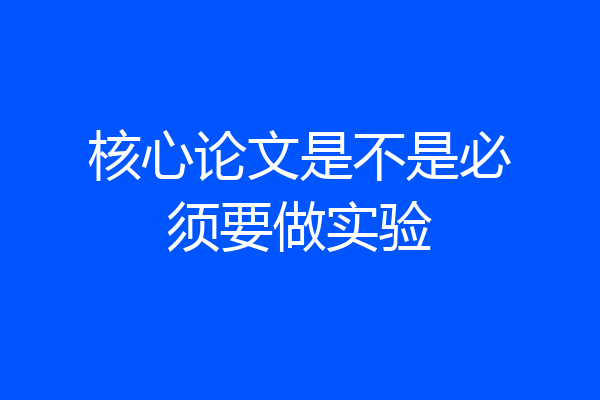 核心论文是不是必须要做实验