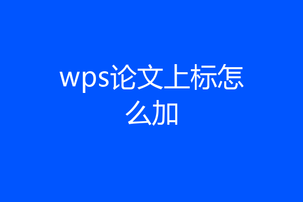 wps论文上标怎么加
