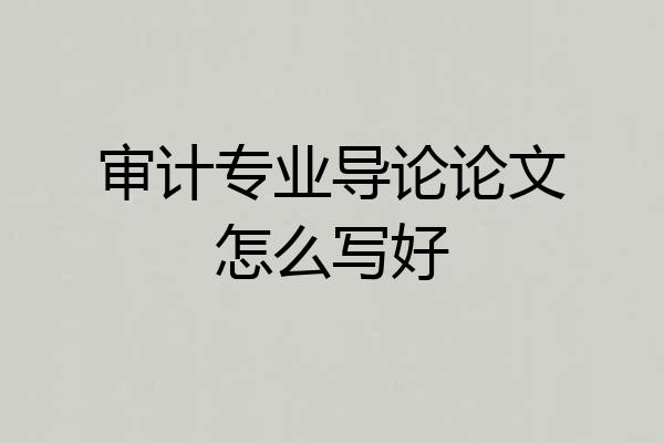 审计专业导论论文怎么写好
