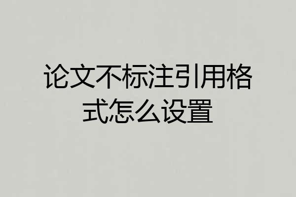 论文不标注引用格式怎么设置