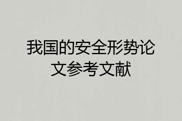我国的安全形势论文参考文献