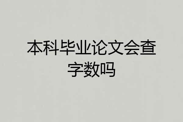 本科毕业论文会查字数吗