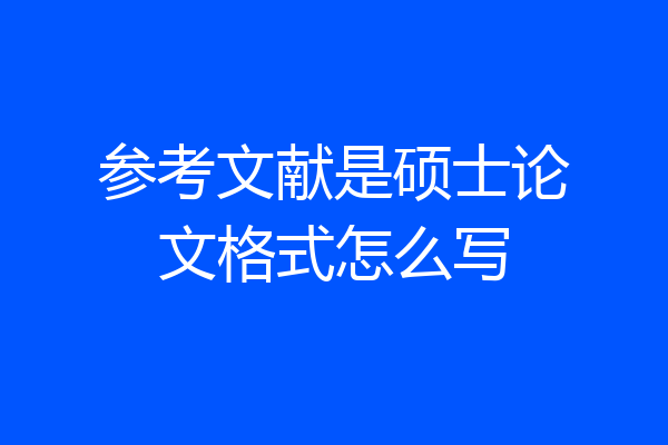 参考文献是硕士论文格式怎么写