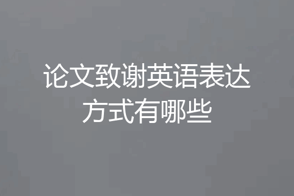 论文致谢英语表达方式有哪些