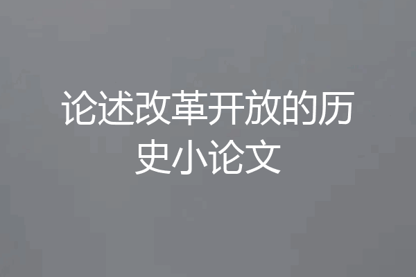 论述改革开放的历史小论文