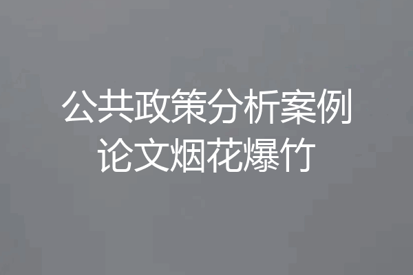 公共政策分析案例论文烟花爆竹