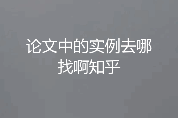 论文中的实例去哪找啊知乎