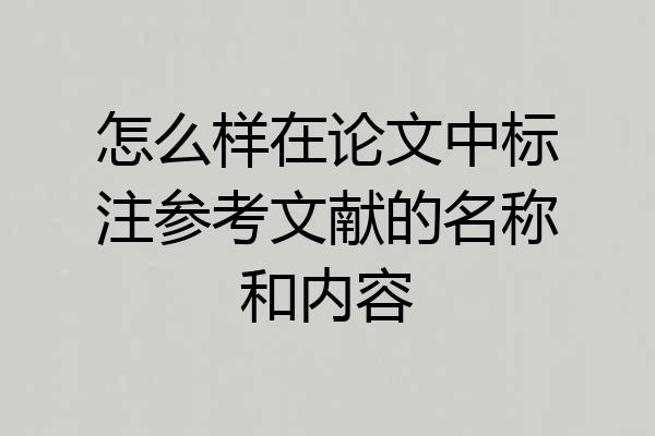 怎么样在论文中标注参考文献的名称和内容