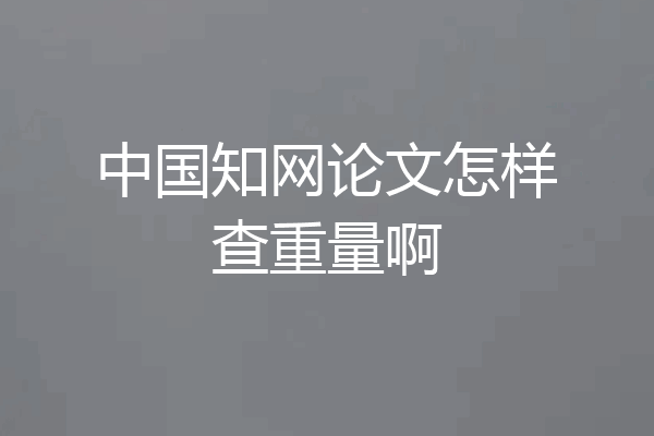 中国知网论文怎样查重量啊