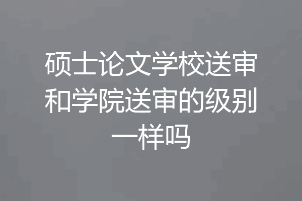 硕士论文学校送审和学院送审的级别一样吗